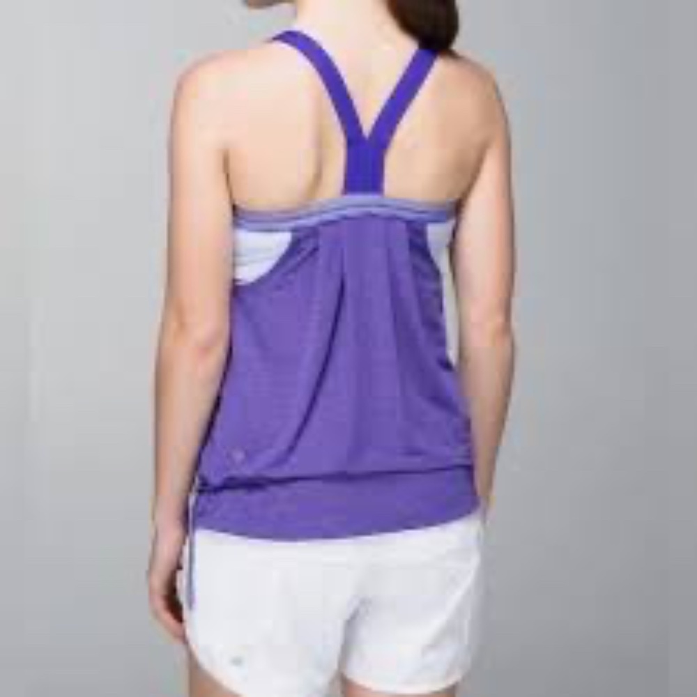 Lululemon Purple Rest Less Heathered Bruised Berry Wee Stripe cinched tank 4 - Picture 2 of 11